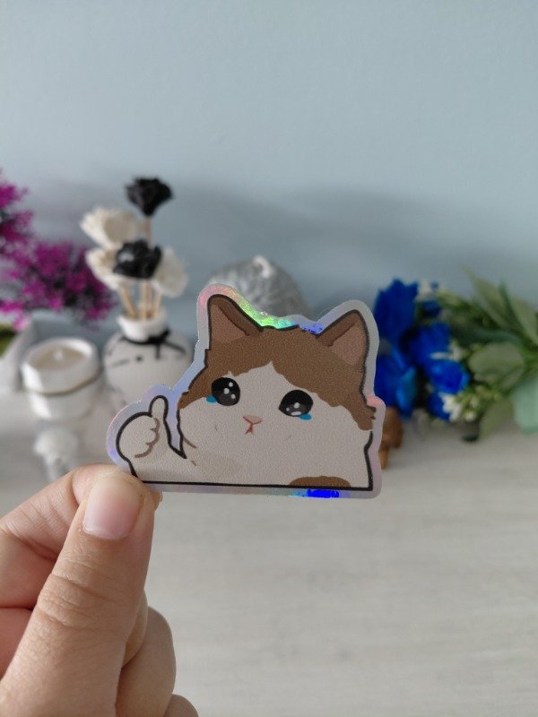 Producto - Stickers holográficos - Colección "Random" 0174 - Michi triste