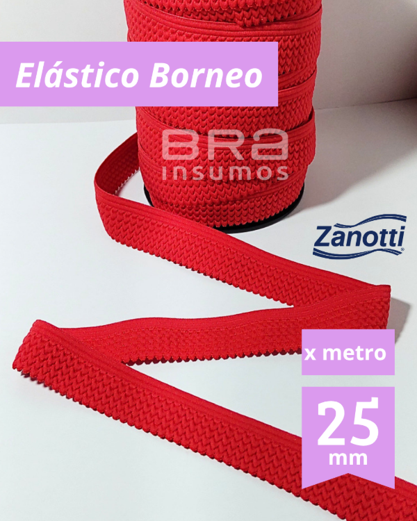 Producto - Cintura / Bajobusto Borneo 25 mm - Rojo (x metro)