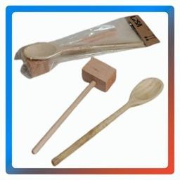 Producto - KIT GOLPEA CARNE+CUCHARA DE MADERA 31CM (12KIT)