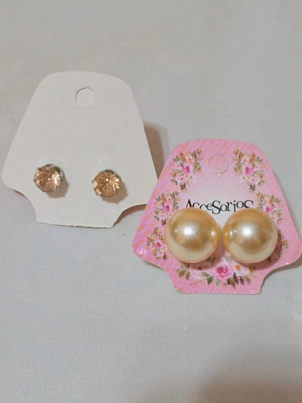 Producto - Aros perla rosa gold con strass