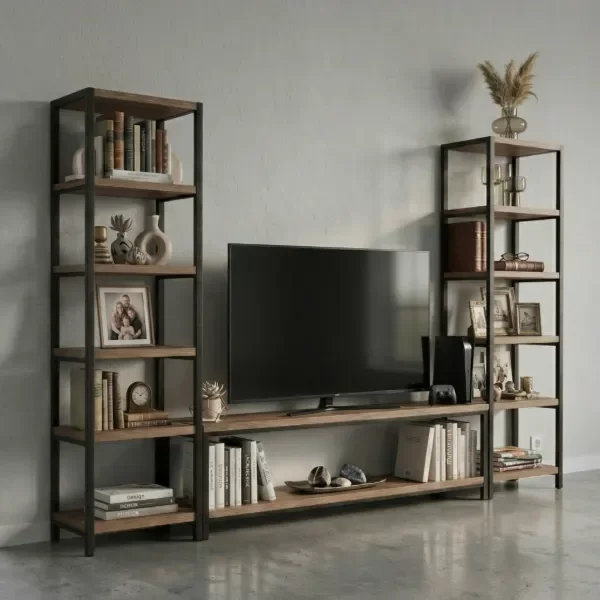Producto - Rack Tv Modular 240 cm Hierro y Madera - 0