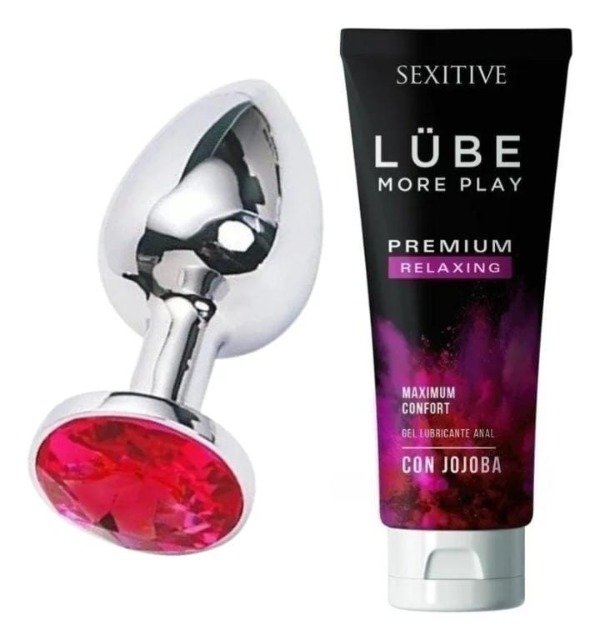 Producto - Plug anal acero small 7 x 2,5 + gel lubricante anal relaxing 130ml