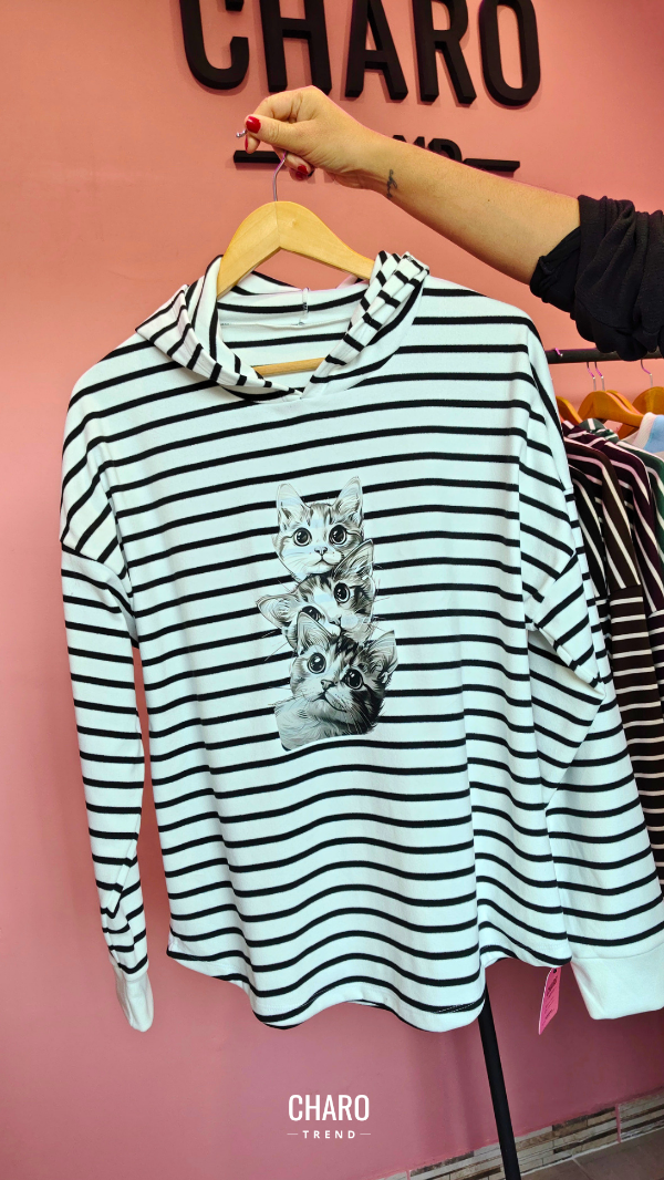 Producto - HOODIE DARLON RAYADO BLACK AND WHITE