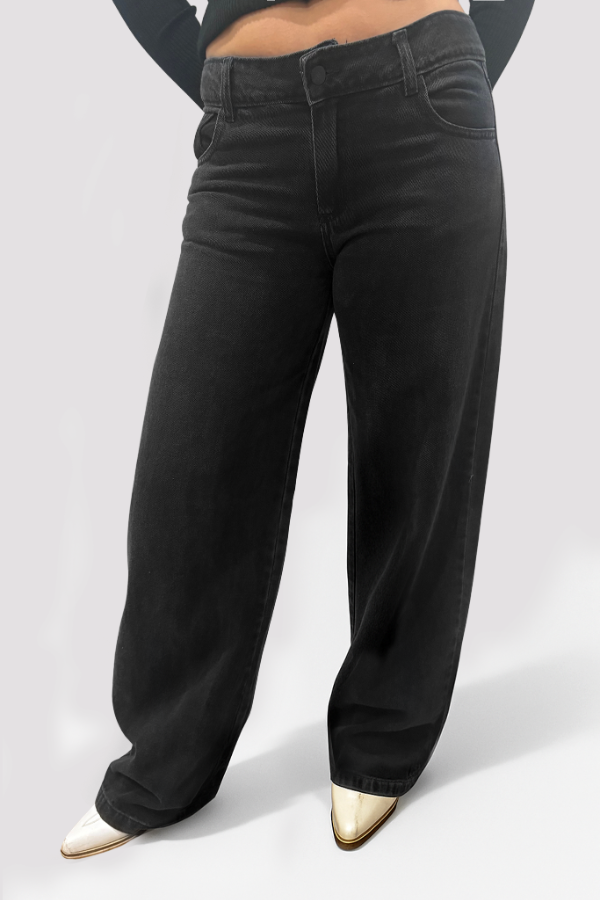 Producto - Jean Wide-Leg Gris Tiro Bajo Blazed