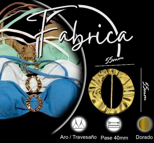 Producto - Herraje aro/ travesaño largo. Pase: 40mm (1 unidad). Dorado