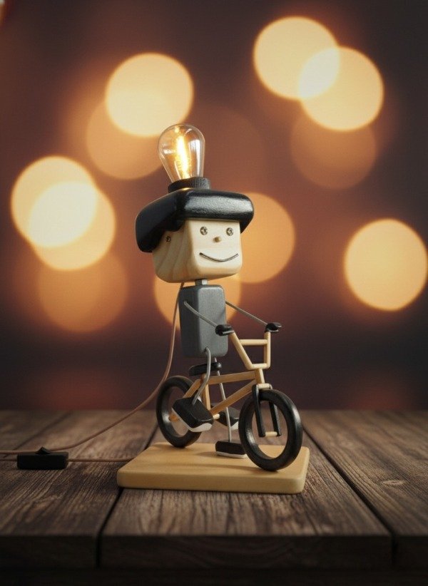 Producto - Velador Artesanal Niños Bicicleta