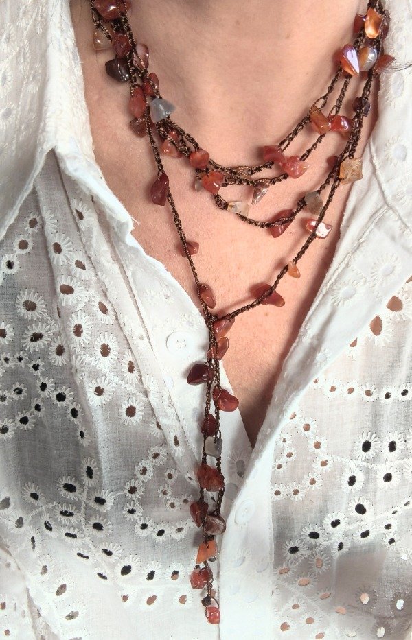 Producto - Collar Ipanema mil vueltas ágata cornalinas
