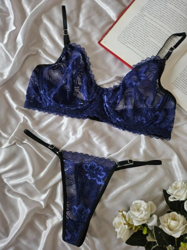 Producto - CONJUNTO DE ENCAJE CON ARO AZUL (A14 D)