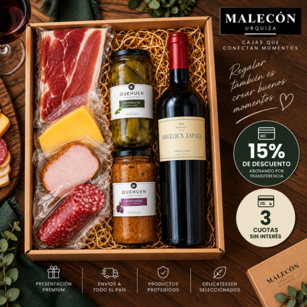 Producto - Caja de Regalo Premium Angélica Zapata Malbec Alta + Picada Gourmet Delicatessen - 0