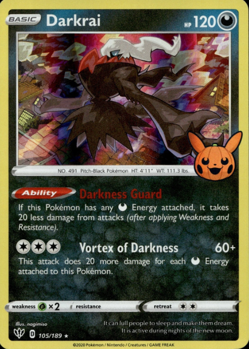 Producto - Darkrai - 105/189 - Darkness Ablaze - Holo - 2022 Halloween Trick or Trade