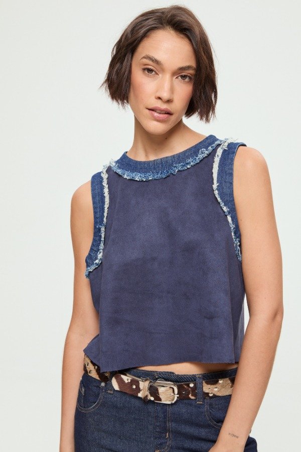Producto - BLUSA S/M GAMUZA CON DETALLES DENIM