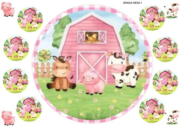 Producto - LAMINA ANIMALITOS GRANJA NENA 1 REDONDA