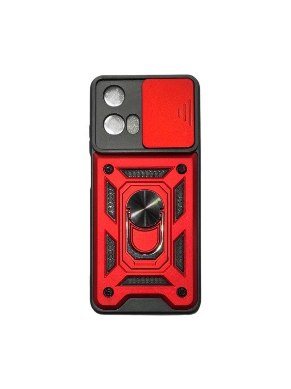 Producto - Funda Cubre Tapa Camara Combo Con Anillo Para Motorola E14 Color Rojo