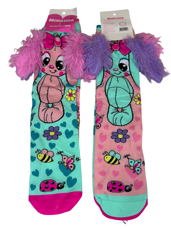 Producto - Medias 3D Conejitas Rosa y Verde