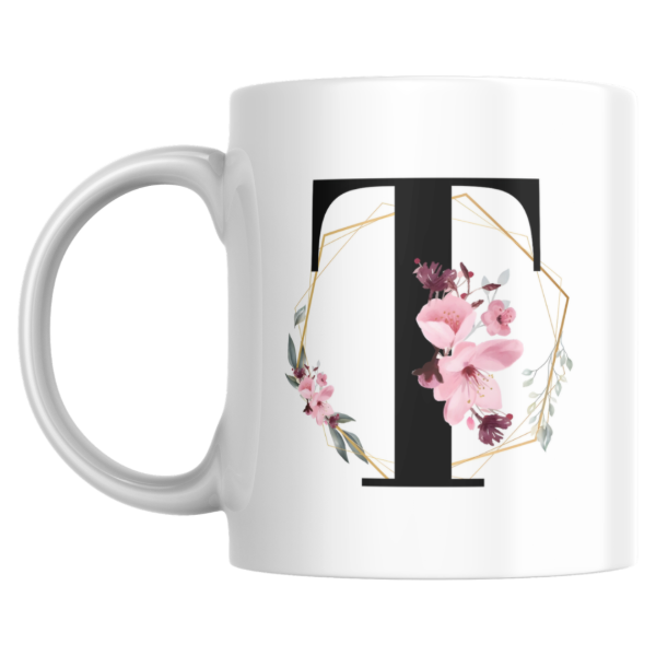 Producto - Taza - T (Inicial negra con flor) - 0