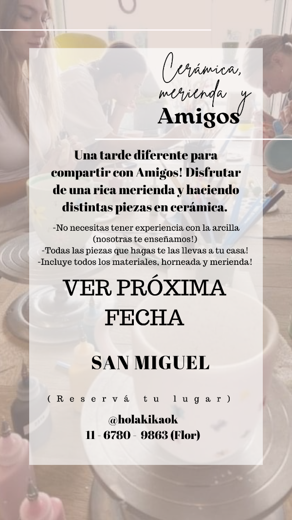 Producto - TALLER DE CERÁMICA CON AMIGOS Y MERIENDA
