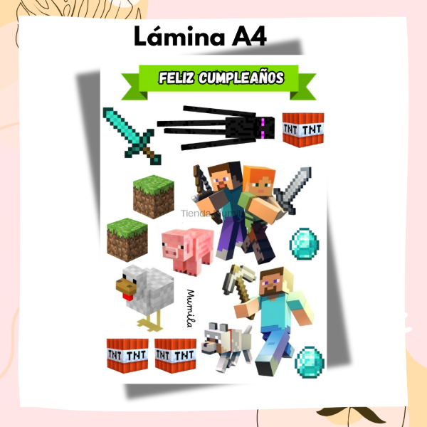 Producto - Lamina papel foto Topper Minecraft EN STOCK