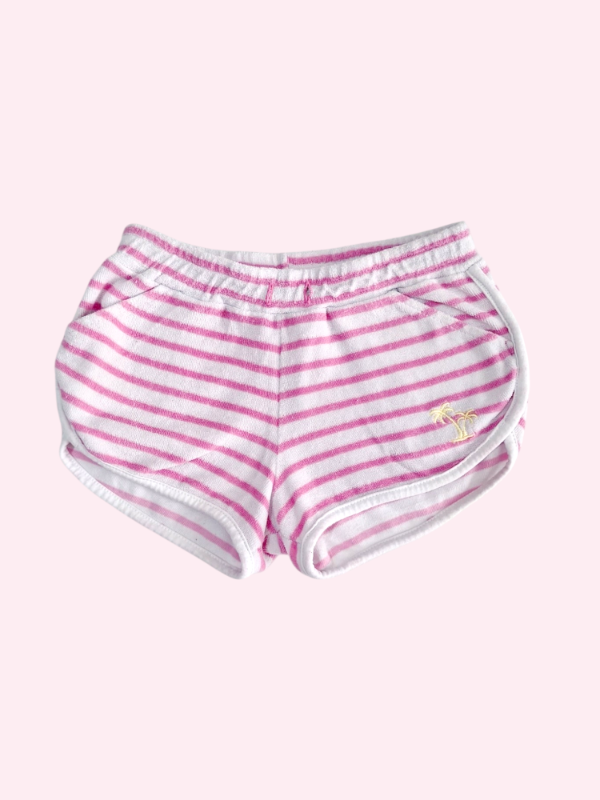 Producto - Short de jean de toalla rayado blanco con rosa Cheeky 4 años