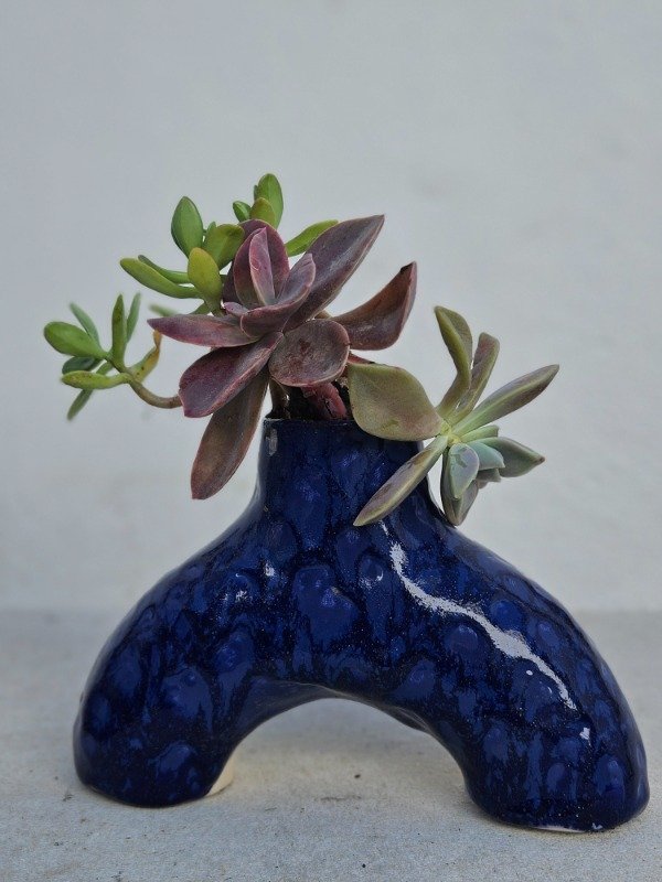 Producto - Maceta semidona azul