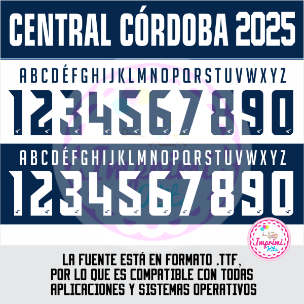 Producto - Tipografia Central Córdoba 2025 Camiseta Ttf Otf Letras Numeros Dorsal