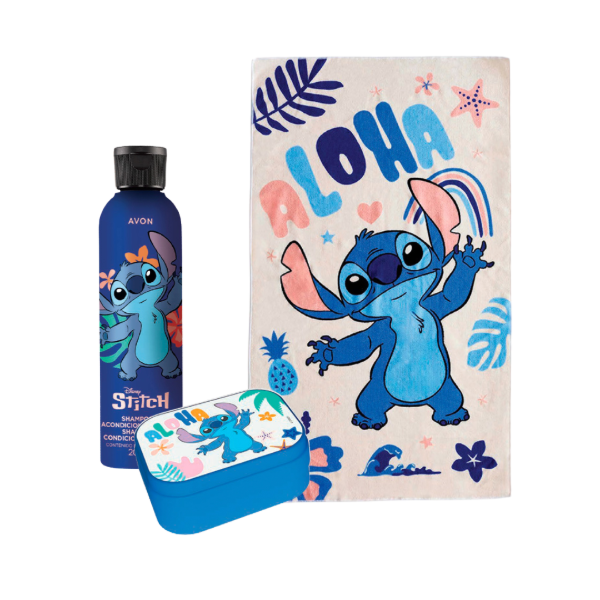 Producto - KIT #3 Stitch: Toalla + Jabonera + Shampoo - Avon Disney