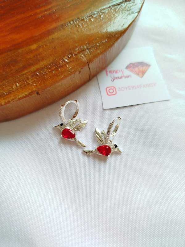 Producto - Argollitas colibri rojo