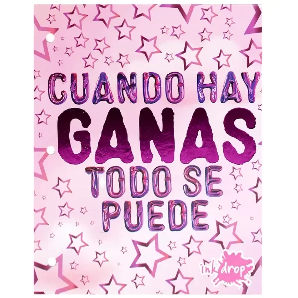 Producto - Carpeta escolar N3 con aros PINK FRASES