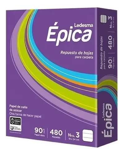 Producto - REPUESTO DE HOJAS EPICA N 3 LEDESMA 480h
