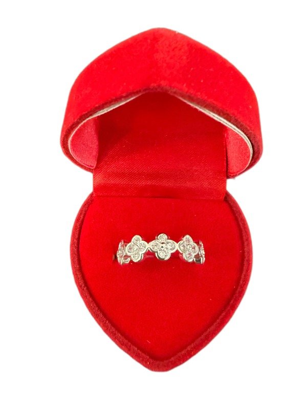 Producto - Anillo bronce bañado en plata trébol