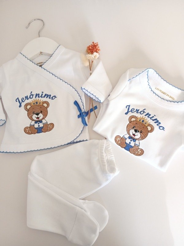 Producto - Ajuar oso rey corona 3 p