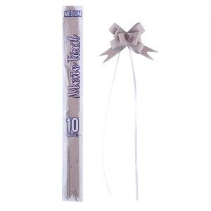 Producto - MOÑO FACIL MEDIANO ROSA GOLD GLITTER x 10un.
