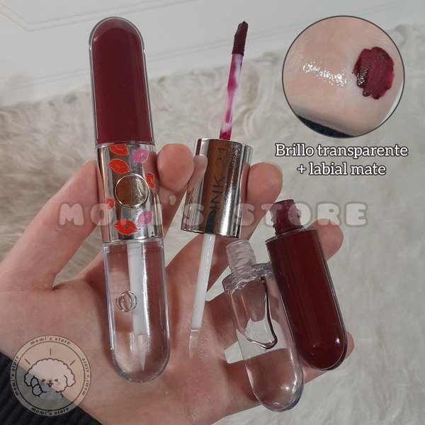 Producto - Labial 2 en 1: liquido mate + gloss translucido Pink 21
