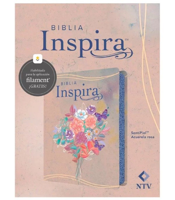 Producto - BIBLIA NTV INSPIRA - Tapa Imitación Piel Acuarela Rosa - 1