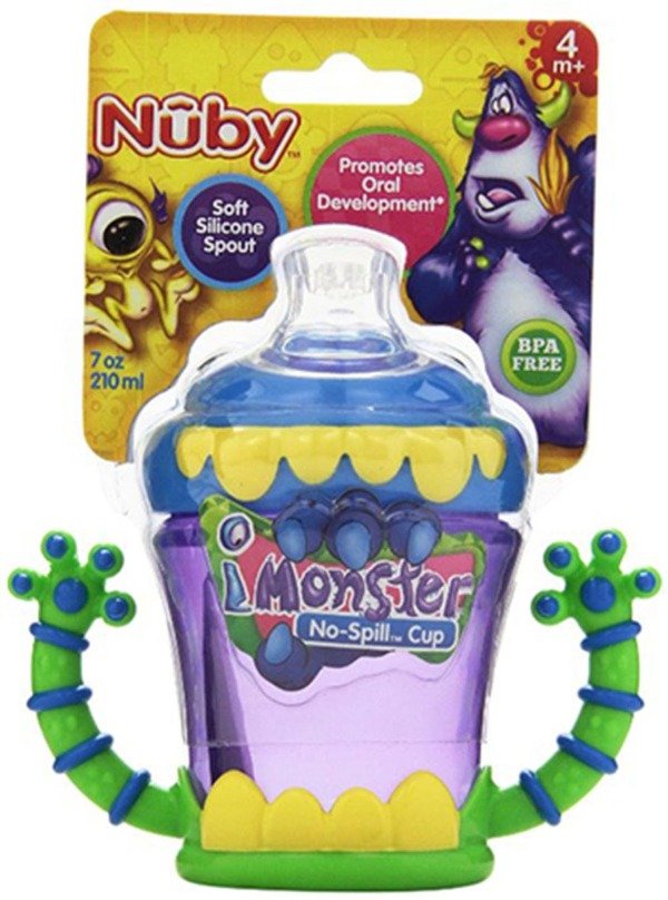 Producto - Vaso Antiderrame Monster con boquilla de silicona NUBY de 210 ml. +4m.