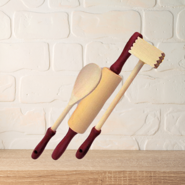 Producto - Juego cuchara, bate y palo de amasar palo blanco Ferpa