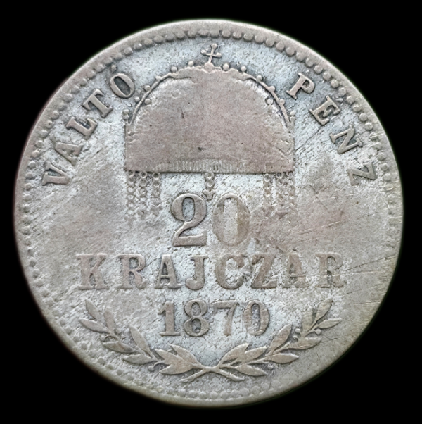 Producto - Hungría 20 Krauzer 1870 Francis Joseph I Km#452 F+