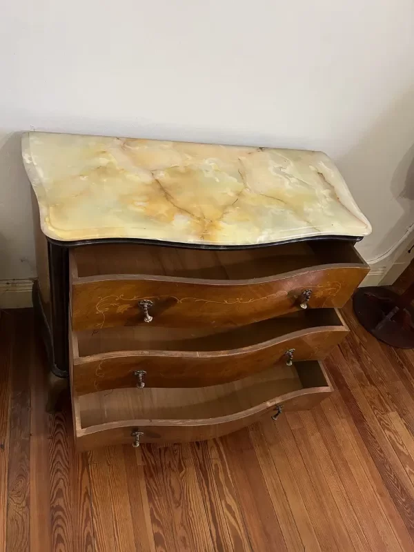 Producto - Cajonera Antigua Estilo Provenzal Francés con Tapa de Mármol - Madera Maciza