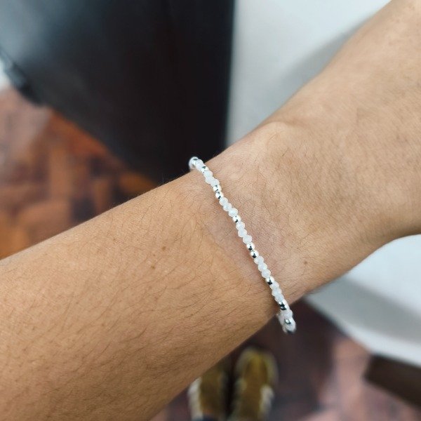 Producto - Pulsera cristal de roca mini VIA LÁCTEA (#546)