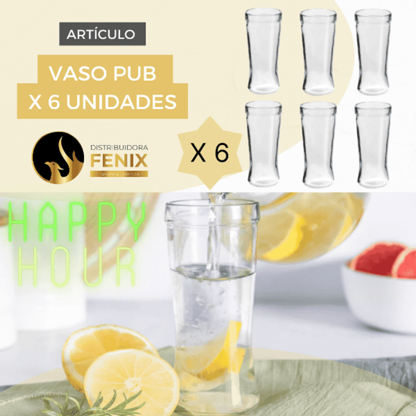 Producto - Set x6 vasos pub de vidrio