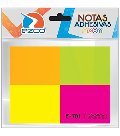 Producto - Notas adhesivas EZCO E-700 38 x 50 4 colores - 200 hs