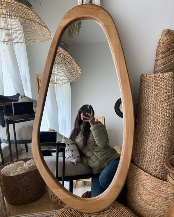 Producto - ESPEJO ORGANICO 100X50 MADERA LUSTRADA