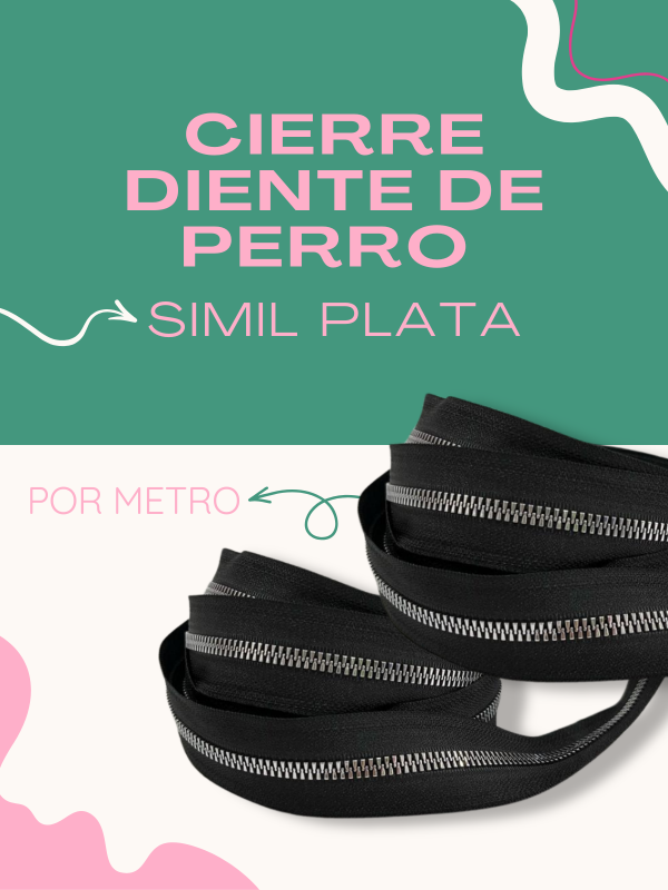 Producto - CIERRE DIENTE DE PERRO X METRO - SIMIL PLATA