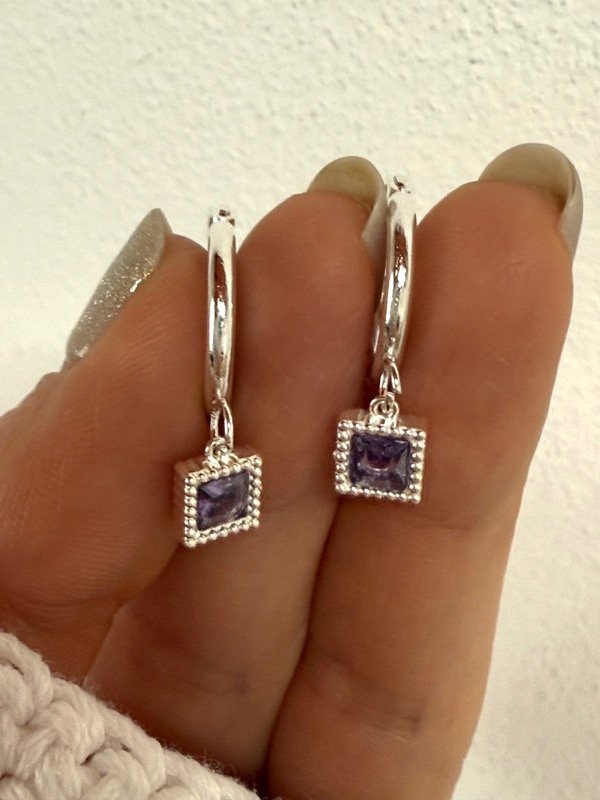 Producto - AB1611 Aros argollita cubil lila acero blanco