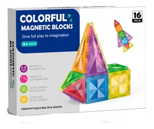 Producto - BLOQUES MAGNÉTICOS TIPO VITRO DE COLORES 16 PIEZAS