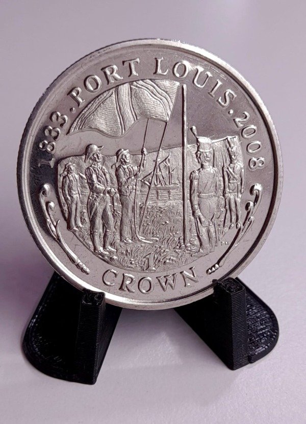 Producto - Islas Malvinas 1 Crown 2008 Port Louis/Izado de bandera Km#154 Aunc