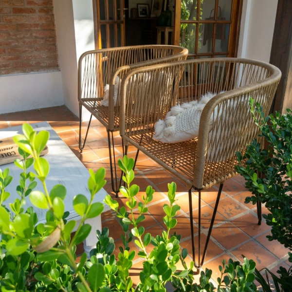 Producto - Sillón Gervasoni ( 2 unidades) en Hierro y Símil Yute - 1