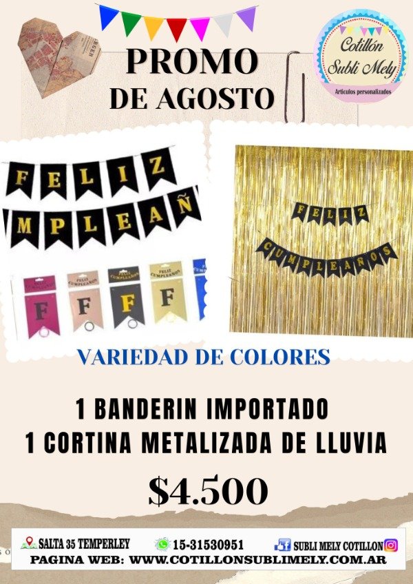 Producto - BANDERIN + CORTINA METALIZADA