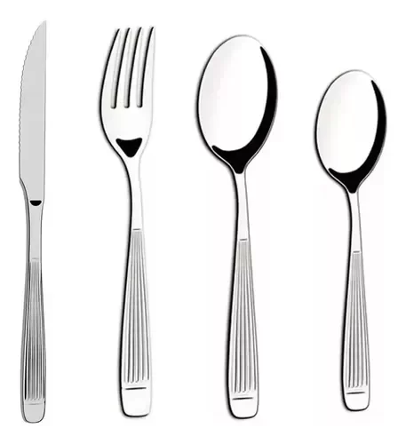 Producto - Set x 24 Cubiertos Acero Inox Rayados Mykonos Gastronomicos