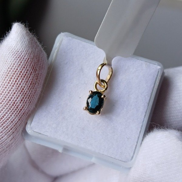 Producto - Dije oro 18k con turmalina azul oval