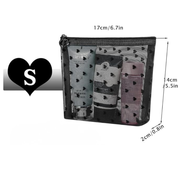Producto - Mini Neceser de Malla Estampado de Corazon - 3